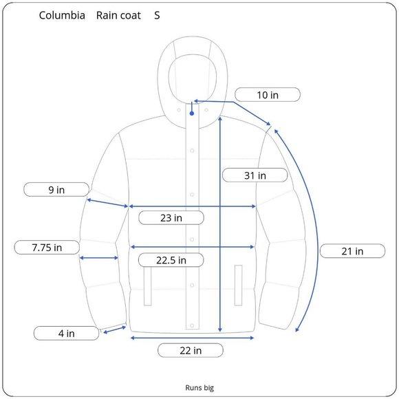 *SOLD* Vintage Style Vented Columbia Rain Jacket Blue Coat - Mens S/M - Picture 7 of 9